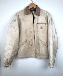 VTG Carhartt Detroit Jacket Mens Fits M J97 SDL ‘Saddle’ Beige Blanket Lined USA - Picture 1 of 15