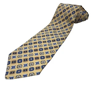 Stefano Ricci Tie 100% Silk Made In Italy Gold Blue Floral Geometric Wide  - Picture 1 of 9