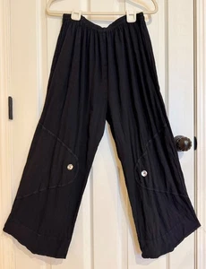 Oh My Gauze Full Pant 100% Comfortable Cotton Lagenlook Button Accents - Picture 1 of 4