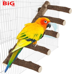 Parrot Wood Stand for Cage, 12.2Inch Length Parrot Perch, Natural Bird Ladder fo - Picture 1 of 12
