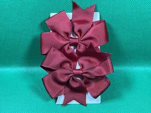 Deep Red Hair Bow Clips Grosgrain Ribbon Baby Toddler Girl Hair Barrette Set - Picture 1 of 6