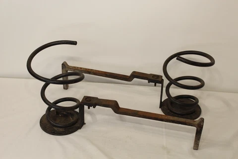 Antique Industrial Coil Spring Fireplace Andirons Pair Architectural Andirons Cover