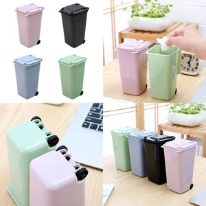 US 4 Pack Small Trash Can Mini Curbside Bin with Lid Desk Organizer Pen Holder - Picture 1 of 12