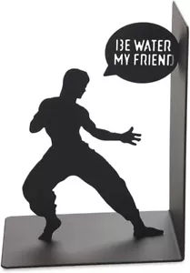 Bruce Lee Metallic Bookend "BE WATER MY FRIEND" Gift Present Martial Arts - Picture 1 of 4