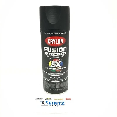 KRYLON 2728 FLAT BLACK All-In-One Fusion Paint & Primer - No-Peel - 12 oz - Image 1 of 3