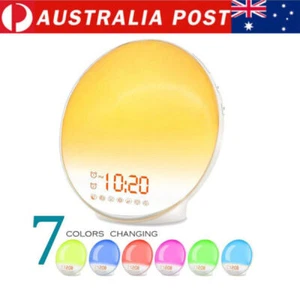 LED Wake up Light Sunrise Alarm Clock FM Radio Sleep Aid Sounds RGB Night Lamp - Picture 1 of 11