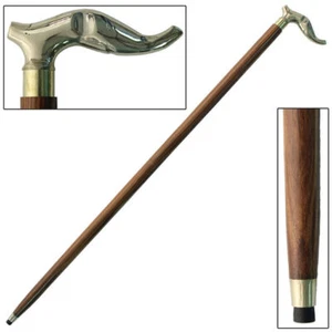 Sheesham Wood Walking Cane | Brass Elephant Head Grip Gentlemen's Mobility Stick - Picture 1 of 6