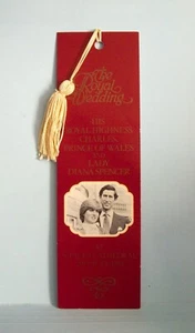 Vintage: BURGANDY CARDBOARD- Royal Wedding, Prince Charles & Lady Diana BOOKMARK - Picture 1 of 1