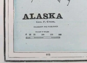 Vintage 1893 ALASKA Karte 14"x10" ~ alt antik original KODIAK ISLAND JUNEAU AK - Bild 1 von 5