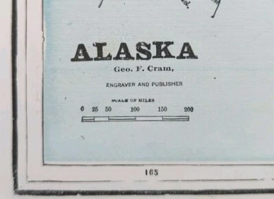 Vintage 1893 ALASKA Map 14"x10" ~ Old Antique Original KODIAK ISLAND JUNEAU AK - Image 1 of 4