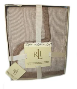 RALPH LAUREN Herringbone Sherpa CAMEL THROW BLANKET NEW - Picture 1 of 7