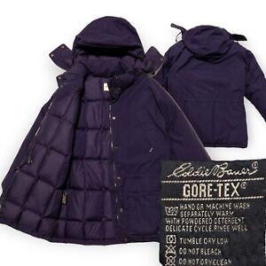 Eddie Bauer Parka Jacket Womens Medium Gore-Tex Down Insulated Purple Hooded 90s