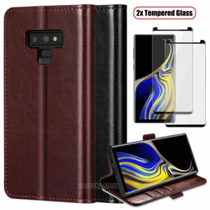 For Samsung Galaxy Note 9 Case, Shockproof Leather Wallet Cover + Tempered Glass - Picture 1 of 30