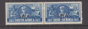 SOUTH WEST AFRICA, 1941 War Effort, 3d. Blue, bilingual pair, lhm. - Picture 1 of 1