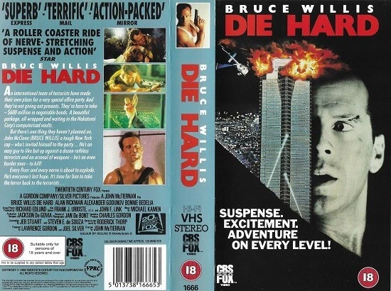 DIE HARD (1988) CBS / FOX Video Cassette Tape VHS UK PAL Retail VHR 1666 - Image 1 of 1