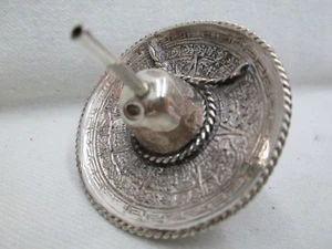 DREIDEL HANDGEFERTIGTER MEXIKANISCHER HUT & TIGERAUGE-STEIN AUS STERLINGSILBER HERGESTELLT VON S.KATAN - Bild 1 von 6