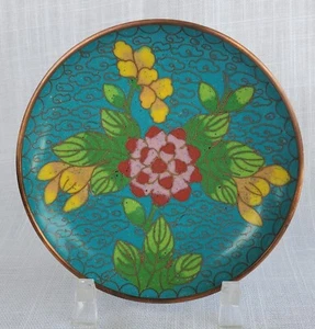 Vintage chinesische Cloisonné 3 3/4" Schmuck Schale Kupfer asiatisch - Bild 1 von 8