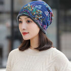 Neck Warm Plus Velvet Print Flower Soft Women Hat Velvet Bonnet Beanie Bib Hats