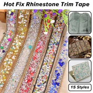 Cinta de cinta de costura de fijación caliente con cadena de diamantes de imitación de 1 M para manualidades hágalo usted mismo - Imagen 1 de 27