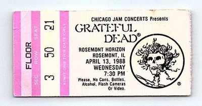 Grateful Dead Mail Order Concert Ticket Stub April 13 1988 Chicago Illinois - Image 1 of 2