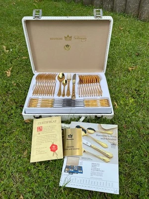 Solingen Besteck (sBs) Modell "Wien" in Gold, 70tlg., 23/24 Karat hartvergoldet - Bild 1 von 4