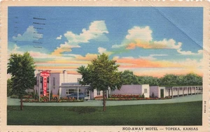 TOPEKA KS NOD-AWAY MOTEL HWY 24 1950 VINTAGE LINEN ROADSIDE POSTCARD 100425 U - Picture 1 of 2