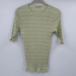 Vince. Plus Size 1X Knit Pleated Ribbed Tight Striped 3/4 Sleeve Top Women - Picture 1 of 8