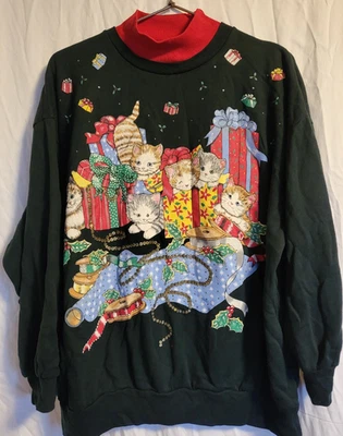 De Colección Cascanueces Sudadera/Abuela Feo Suéter 1x Gato Tema Navidad Cuello Redondo Foto 1 de 4