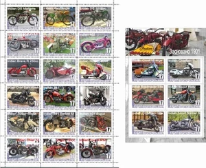 Hoja de estampillas + bloque Indian Motorcycle Company productor 2024 emisión Crimea - Imagen 1 de 1