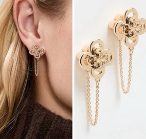 TORY BURCH KIRA CLOVER EARRING Gold✨ - Picture 1 of 4