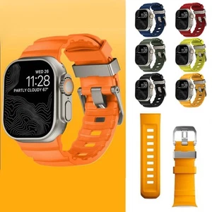 Bracelet Sport en Silicone et Acier Inoxydable Compatible avec iWatch Ultra et S - Zdjęcie 1 z 32
