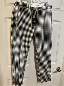 ADRIANNA PAPELL WOMEN'S KATE FIT KNITTED CAPRI BLACK/WHITE CHECK SIZE 14 $89.00 - Picture 1 of 4