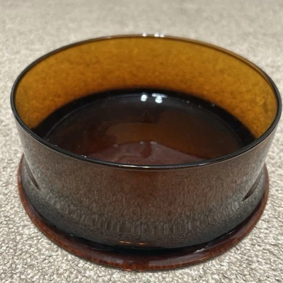 Cuenco de vidrio ámbar soplado a mano Empoli vintage mediados de siglo vidrio artístico Foto 1 de 4