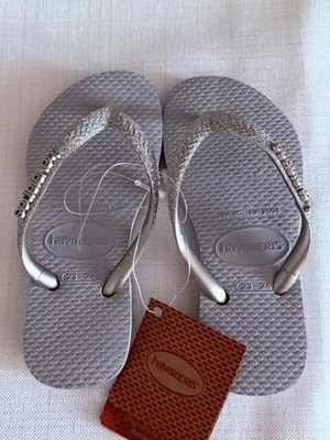 Chanclas Havaianas Gris Plata Brillo Niñas Talla 9C Nuevas con Etiquetas Foto 1 de 4