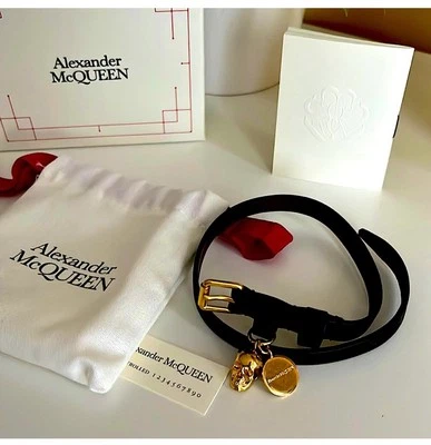 Pulseira Feminina Alexander McQueen Couro Caveira Envoltório Duplo O/s Nova AUTÊNTICA  - Imagem 1 de 4