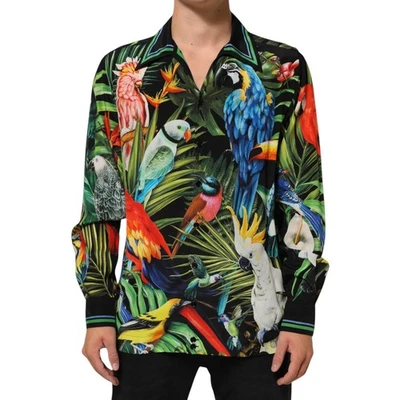 DOLCE & GABBANA Shirt Multicolor Parrot Print Lounge Casual 40/US15.75/M 1500usd - Image 1 of 4