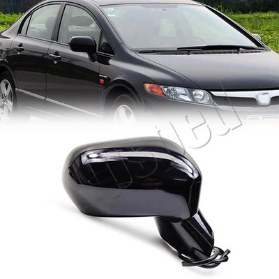 Espejo retrovisor lateral derecho negro vidrio eléctrico 3 pines para Honda Civic 2006-2011 sedán Foto 1 de 4