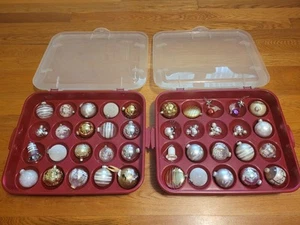(2) Sterilite 20 Holiday Ornament Storage Case Stackable Christmas Bulbs 3.5" - Picture 1 of 5