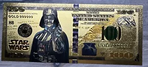 24k Gold Plated Darth Vader Star Wars Banknote Collectible - Picture 1 of 2