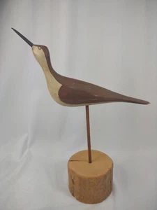 Vintage Hand Carved Wood Shore Bird Painted Large 14" decoy folk art rustic - Picture 1 of 12