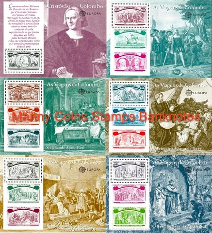 PORTUGAL 1992 ☆ CHRISTOPHER COLUMBUS ☆ SOUVENIR SET of 6 ☆ MNH FREE SHIPPING Cover