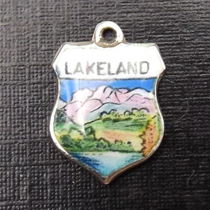 Lakeland The Lake District vintage sterling silver enamel travel shield charm - Picture 1 of 5