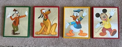DISNEY Foil Art Framed Prints, Goofy, Pluto, Micky And Donald. Rare Foil Art x 4 - Image 1 of 4