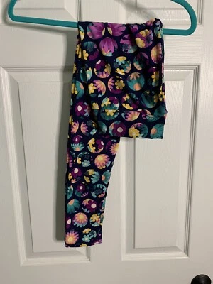 LULAROE FLOWER DOTS COLORFUL LEGGINGS SIZE OS ONE SIZE - Image 1 of 3