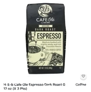 H‑E‑B Cafe Ole Espresso Dark Roast Ground Coffee 12 oz (X 3 Pks) - Picture 1 of 2