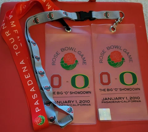 Pair 2010 Ohio State Rose Bowl Lanyard and Ticket Sleeves Cover