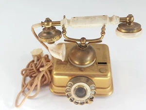 Antique Telephone Made In Denmark 23 1/2 Carat Gold Plating Rotary - Picture 1 of 11