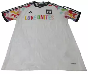 Adidas Rich Mnisi IN6749 Unisex Tiro Pride Soccer White Slim Fit LAFC Jersey L - Picture 1 of 3