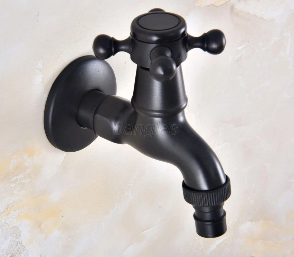 Black Oil Rubbed Brass Wall Mounted Bathroom Faucet Washing machine Tap 8av340 - Image 1 of 1