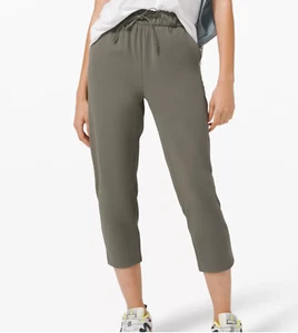 Lululemon Pants Women’s 6 Khaki Stretch Crop 23” Keep Moving Sweat-Wicking - Picture 1 of 8